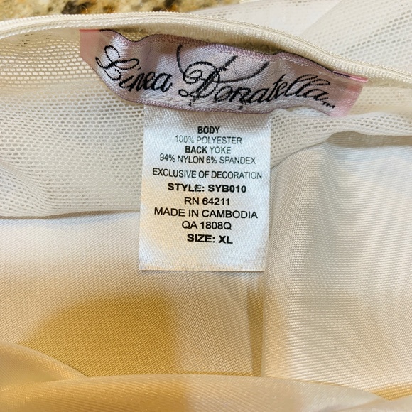 LINEA DONATELLA Embroidered Satin Short Chemise Nightgown Baby Doll Ivory Sz XL - Picture 2 of 12